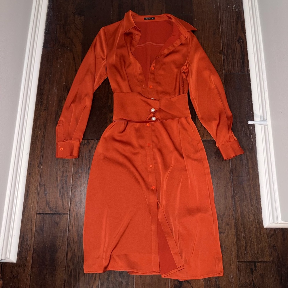 MOTF orange button up dress